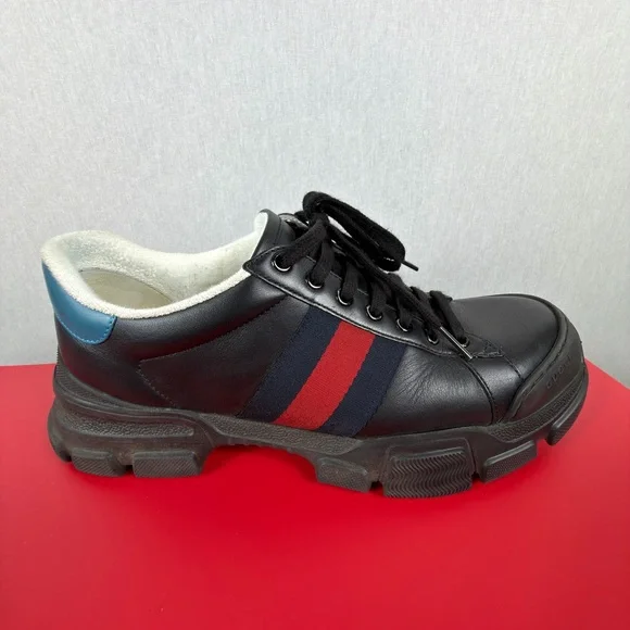 Gucci Men's Black Sneakers with Red and Blue Accents - Picture 8 of 13